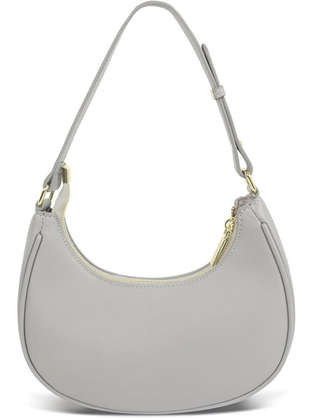 Women's Grey Leather Retro Classic Clutch Shoulder Tote HandBag with Zipper